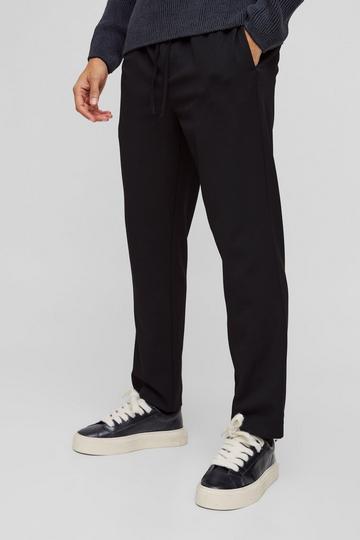 Elastic Waistband Stretch Tapered Tailored Trouser black