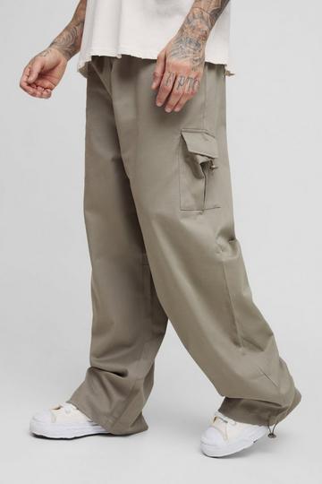 Khaki Tall Elasticated Waist Parachute Cargo Trousers