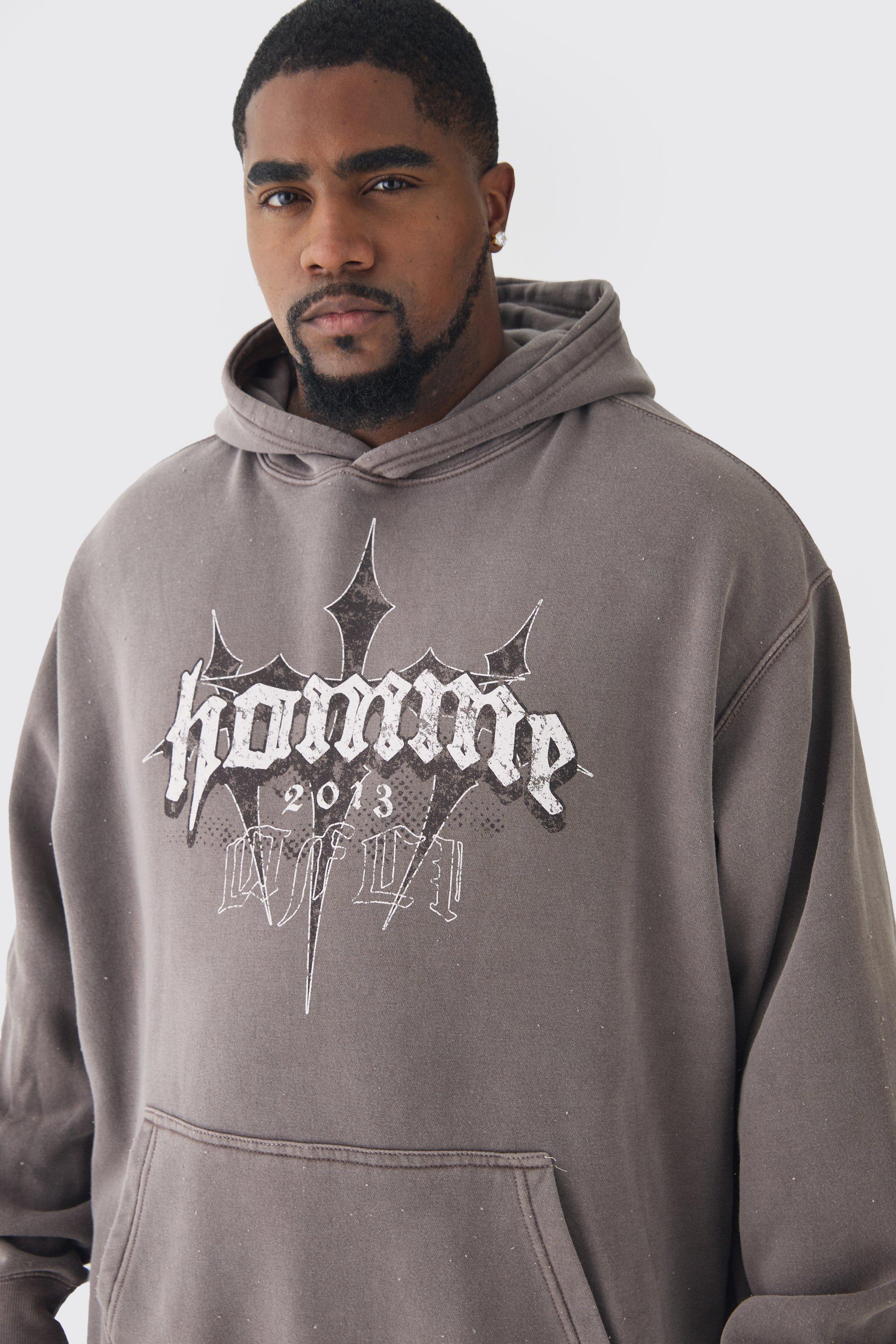 Grey print hoodie hotsell