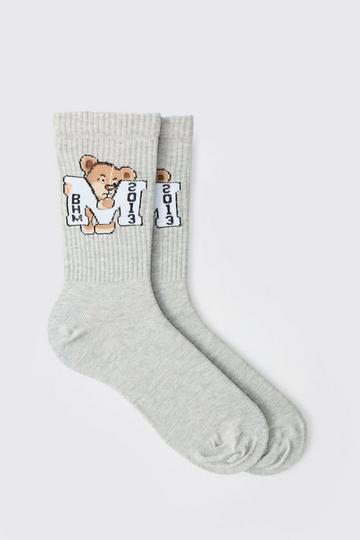 Varsity Teddy Bear Sports Socks grey