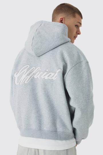 Oversized Boxy Official Zip Through Hoodie grey marl