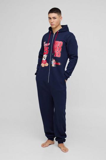 Man Merry Christmas Teddy Onesie navy