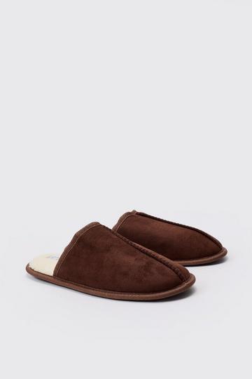 Bruine Nep Suède Slippers brown