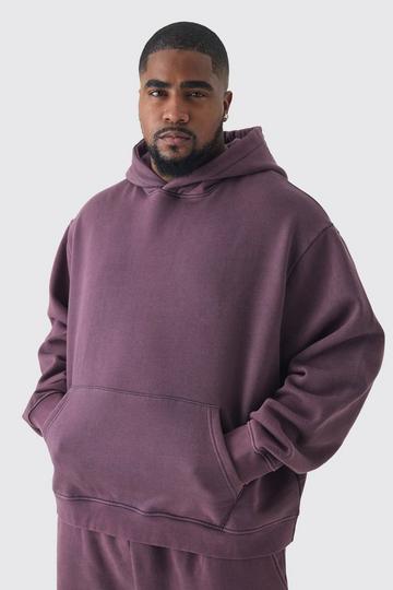 Plus Oversized Boxy Washed Hoodie purple