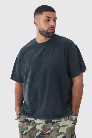 Plus Oversized Washed T-shirt black