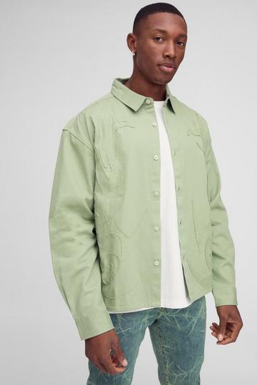 Oversized Overhemd Met Vlammen dusty green