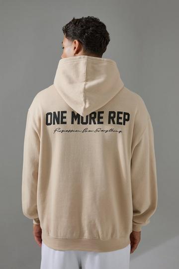 Sand Beige Man Active One More Rep Oversized Hoodie