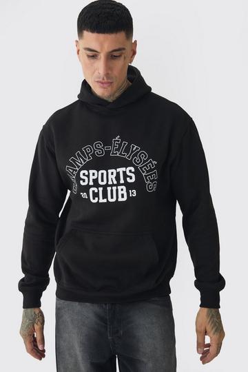 Tall Sports Club Varsity Oversized Hoodie black