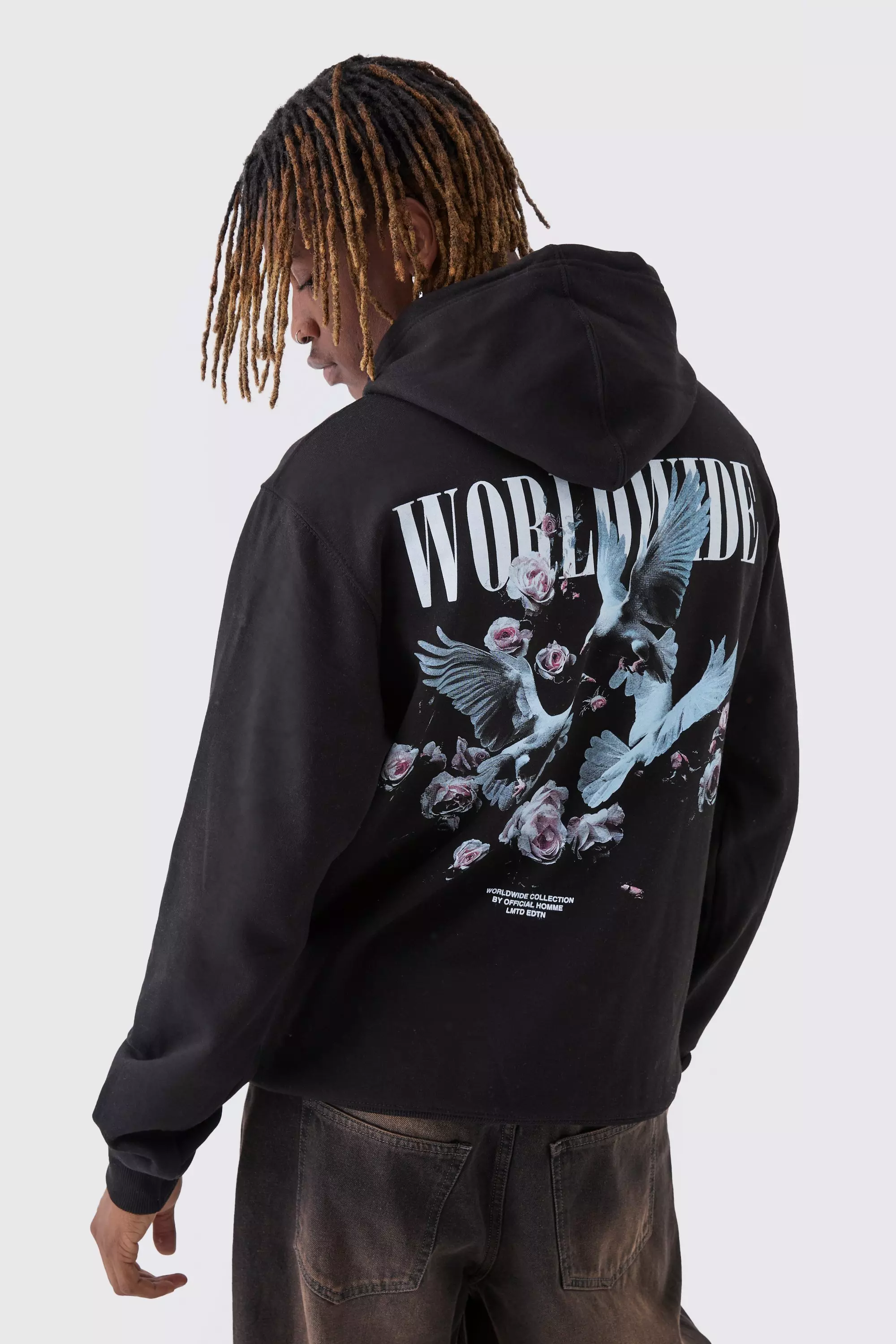 Black Tall Dove Worldwide Regular Fit Hoodie صورة بديلة