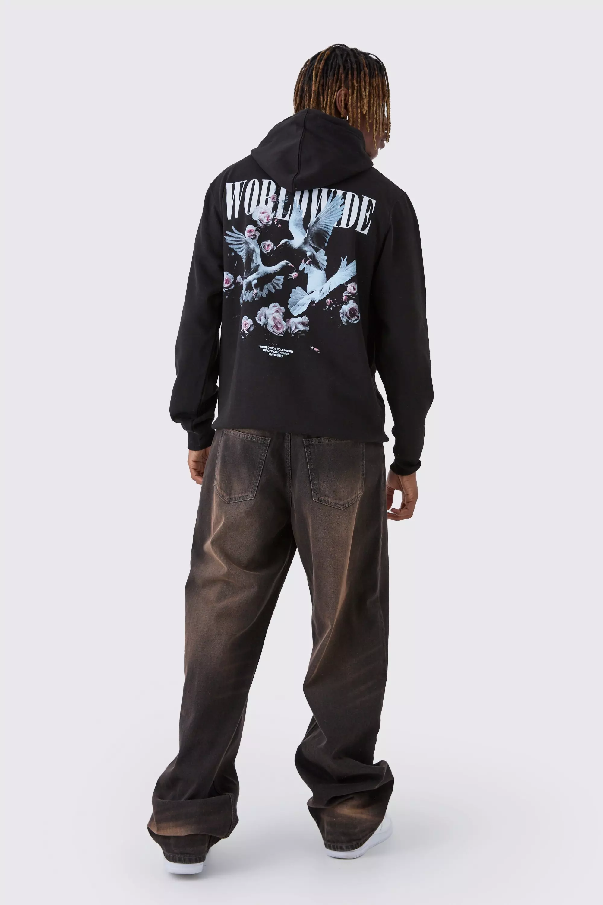 Black Tall Dove Worldwide Regular Fit Hoodie صورة بديلة