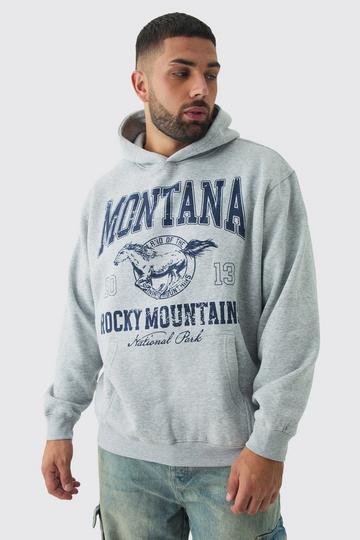 Plus Western Varsity Oversized Hoodie grey