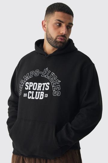 Plus Sports Club Varsity Oversized Hoodie black