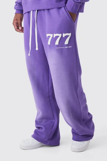 Purple Relaxed Fit Puff Print Spray Wash Moto Joggers