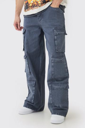 Tall Gebleekte Baggy Cargo Jeans Met Zakken grey