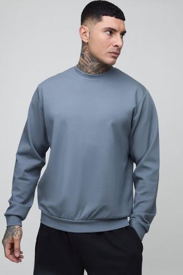 Tall Interlock Slim Fit Crew Neck Sweat grey blue