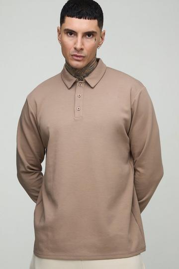 Tall Interlock Smart Rugby Polo taupe