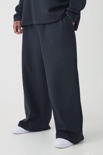 Black Plus Interlock Smart Wide Leg Trousers