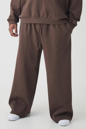 Plus Interlock Smart Wide Leg Trousers chocolate