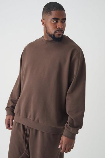 Plus Interlock Slim Fit Crew Neck Sweat chocolate