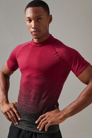 Man Active Ombre Seamless Muscle Fit T-shirt berry