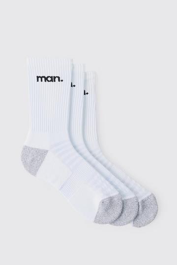 Man Sport Cushioned Training Crew Socks 3 Pack white