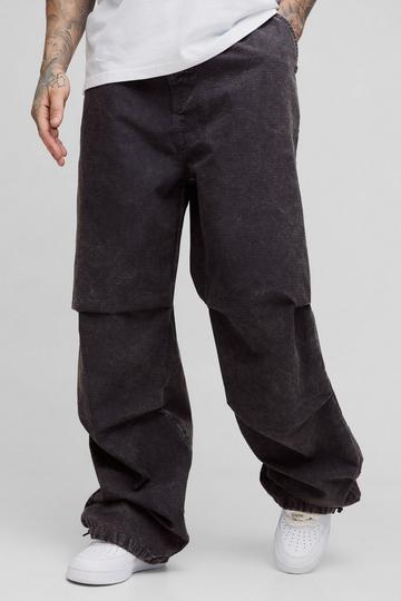 Tall Gebleekte Ribfluwelen Parachute Broek Met Geplooide Knieën charcoal