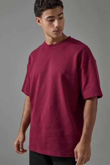 Man Sport Waffle Oversized T-shirt berry