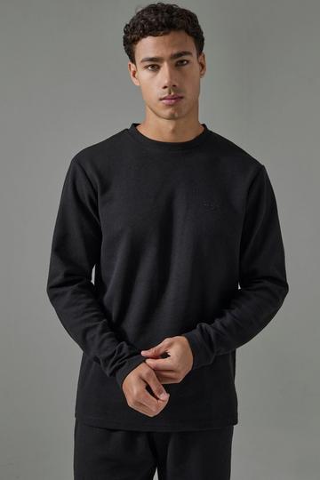 Man Sport Waffle Regular Fit Long Sleeve T-shirt black