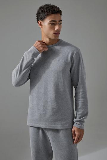 Man Sport Waffle Regular Fit Long Sleeve T-shirt grey marl