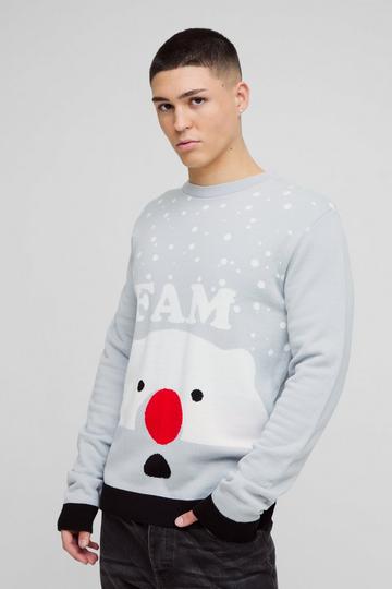 Regular Fit Fam Christmas Jumper stone