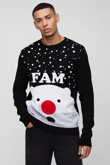 Regular Fit Fam Christmas Jumper black