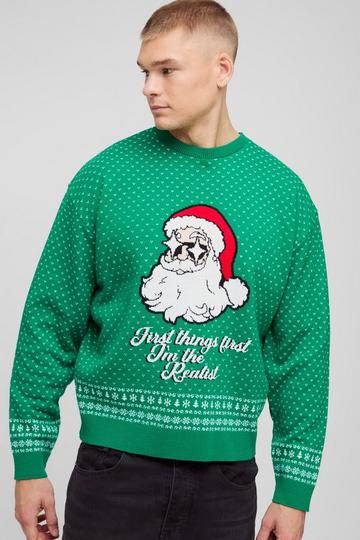 Oversized Boxy Santa Christmas Jumper green