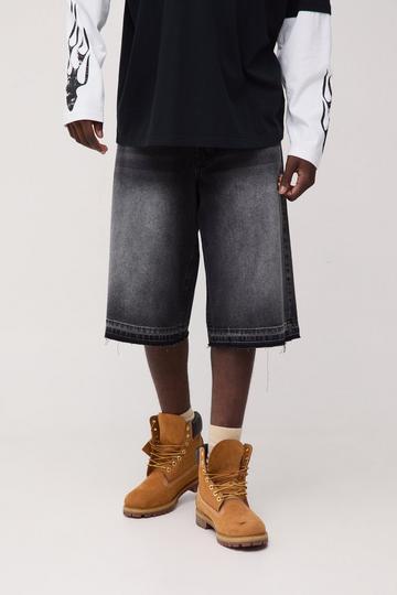 Raw Hem Longline Jorts black