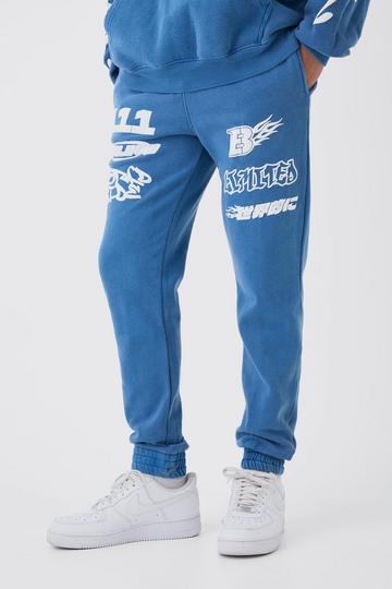 Regular Fit Moto Printed Wash Jogger cobalt