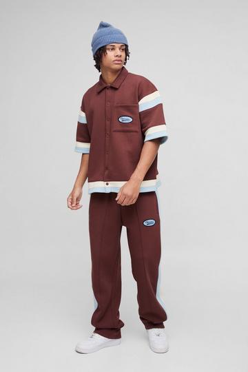 Boxy Fit Varsity Shirt Tracksuit chocolate