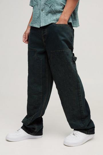 Relaxed Fit Embossed Carpenter Jeans dark green