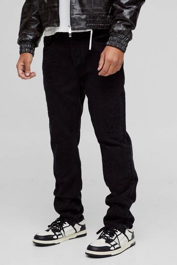 Slim Fit Cross Embossed Jeans washed black