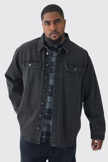 Plus Oversized Denim Shirt washed black