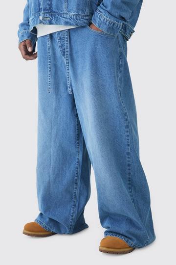 Plus Belted Baggy Fit Jeans light wash