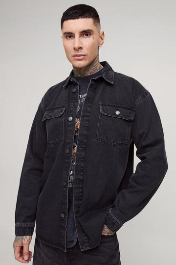 Tall Oversized Denim Shirt washed black