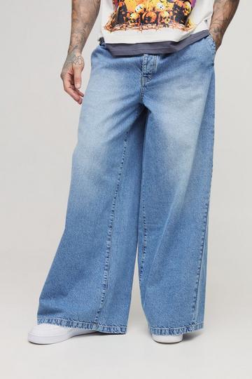 Tall Twist Seam Pleat Wide Leg Jeans light wash