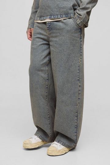 Tall Baggy jeans med veckade detaljer antique wash