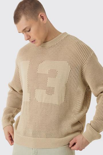 Oversized Open Stitch Homme 13 Knitted Jumper stone