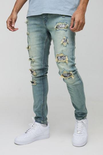 Gebleekte Kanten Rip & Repair Skinny Jeans antique wash