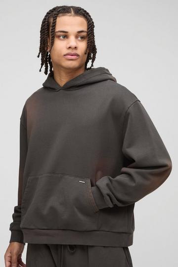 Dikke Gebleekte Boxy Premium Hoodie charcoal