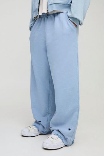 Premium Wide Leg Heavyweight Washed Joggers blue