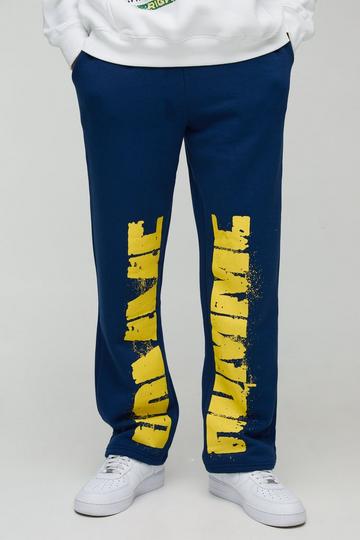 Navy Relaxed Fit Homme Paint Splatter Gusset Jogger