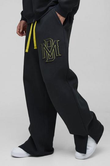 Wide Leg BM Varsity Joggingbroek Met Split navy