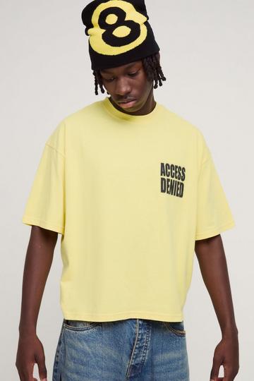 Yellow Oversized Boxy Access Denied Print T-Shirt