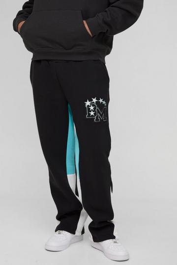 BM Varsity Applique Gusset Jogger black